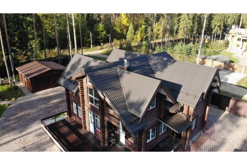 Металлочерепица классик Grand Line 0,5 Velur RR 32 темно-коричневый фото 9