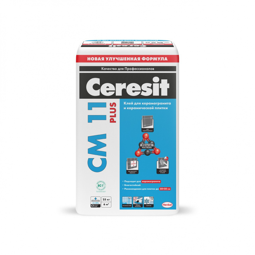 Клей цементный Ceresit CM-11 PRO 2-4кг/м2 для плитки при наружных и внутренних работах (25кг) фото 1