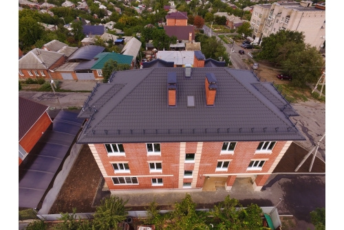 Металлочерепица кредо Grand Line 0,5 Velur RAL 7024 мокрый асфальт фото 4